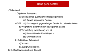 Das Schema zum Raub (§ 249 I)