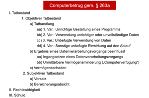 Das Schema zum Computerbetrug (§ 263a)