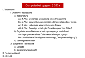 Schema: Computerbetrug gem. § 263a